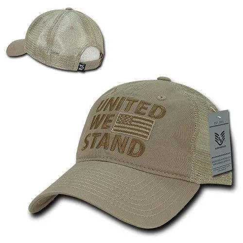 United We Stand USA Flag Patriotic Relaxed Fit Trucker Cotton Baseball Caps Hats