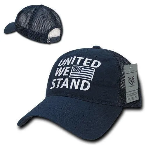 United We Stand USA Flag Patriotic Relaxed Fit Trucker Cotton Baseball Caps Hats