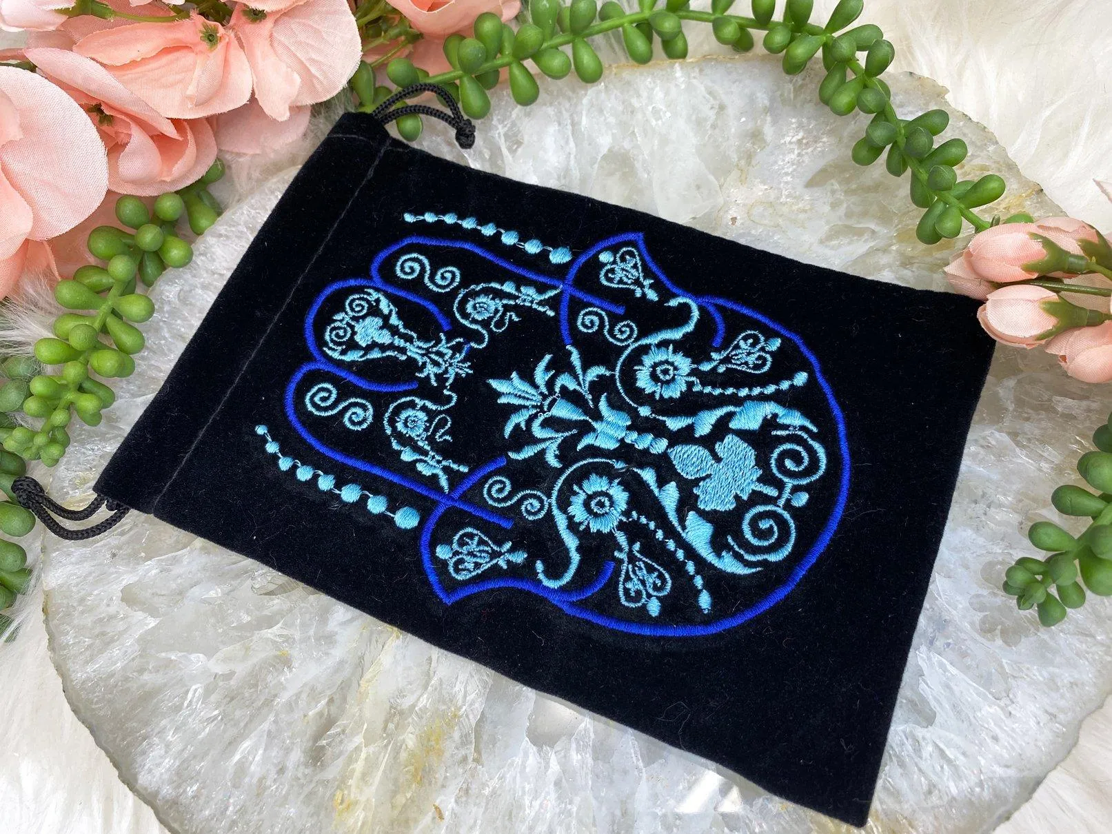 Velvet Fatima Hand Drawstring Bag