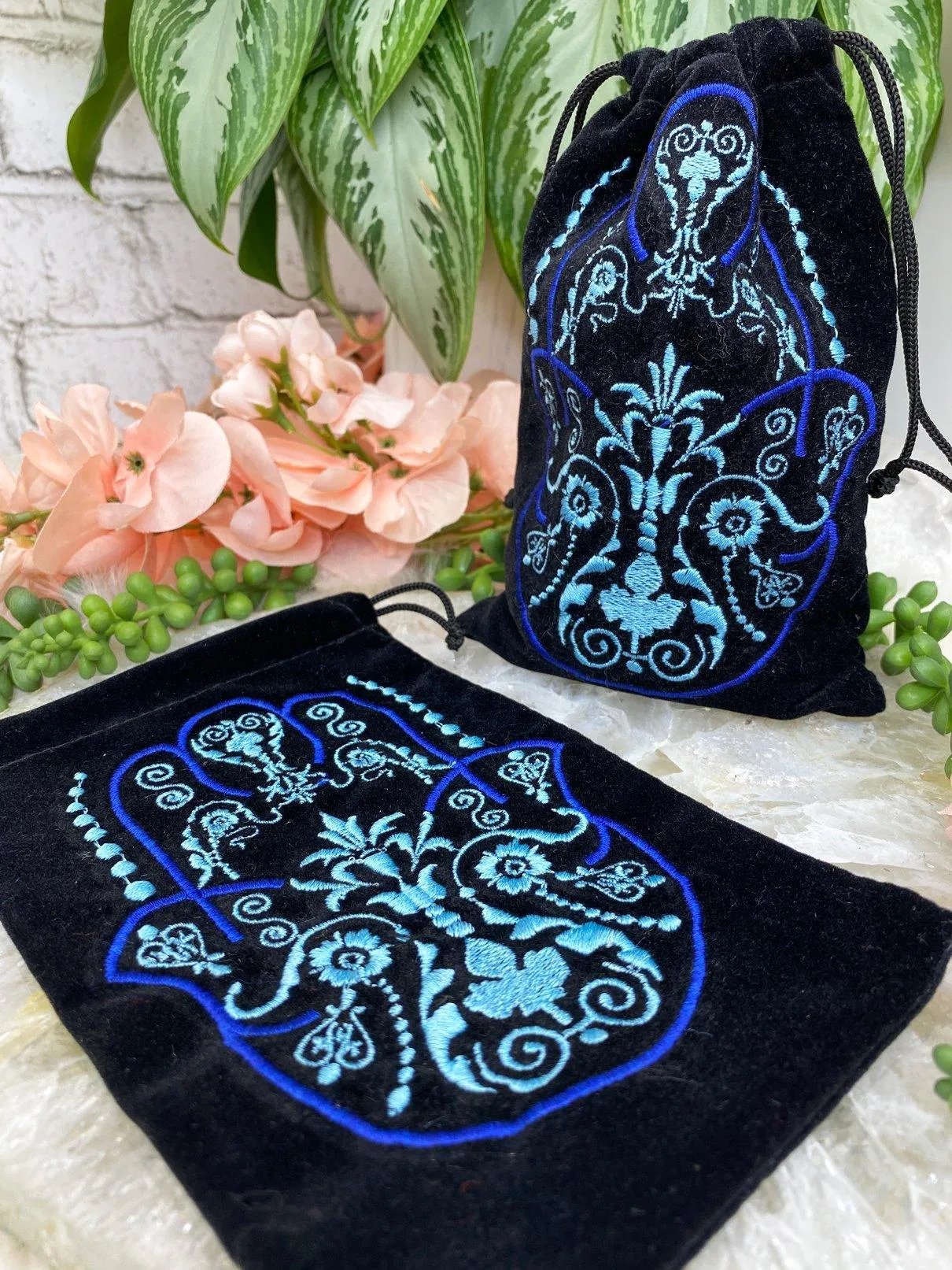 Velvet Fatima Hand Drawstring Bag