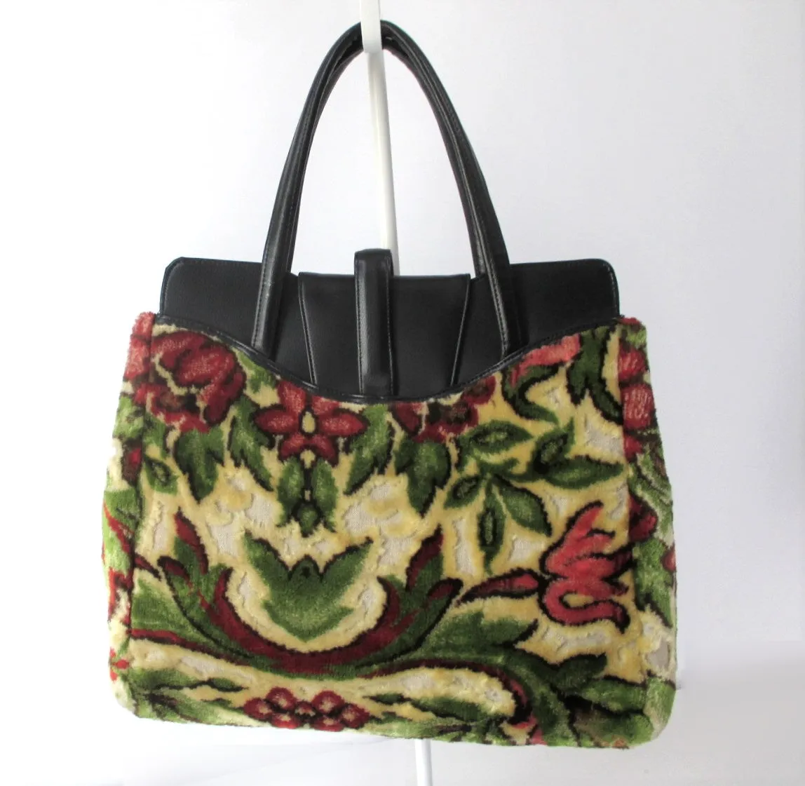 Vintage 60s Big Fluffy Carpet Bag Handbag