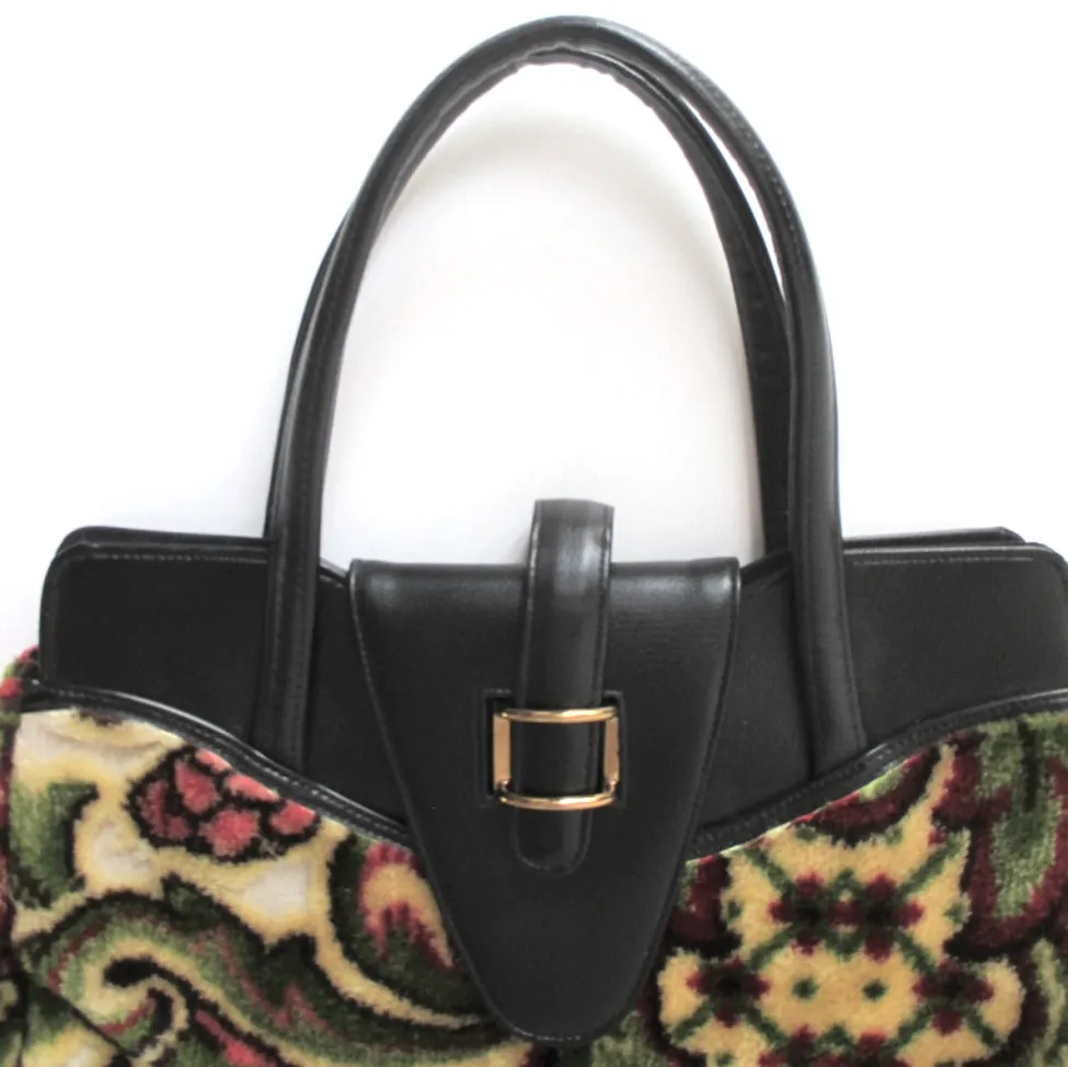 Vintage 60s Big Fluffy Carpet Bag Handbag