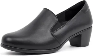 VJH confort Womens Heeled Shoes, Comfortable Elastic Low Block Chunky Heels Pumps