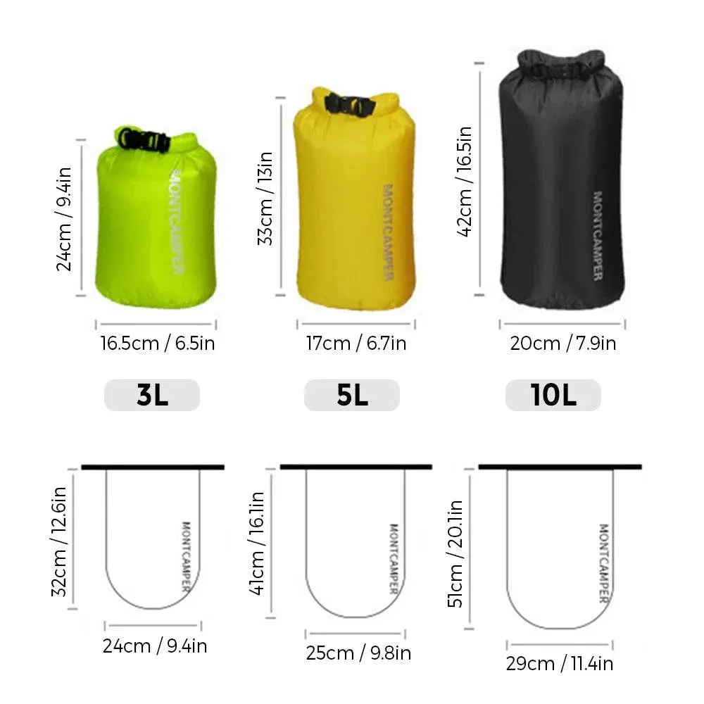 Waterproof Dry Sacks Pack of 3 Lightweight Waterproof Storage Dry Bags for Outdoor Camping Boating Hiking Rafting