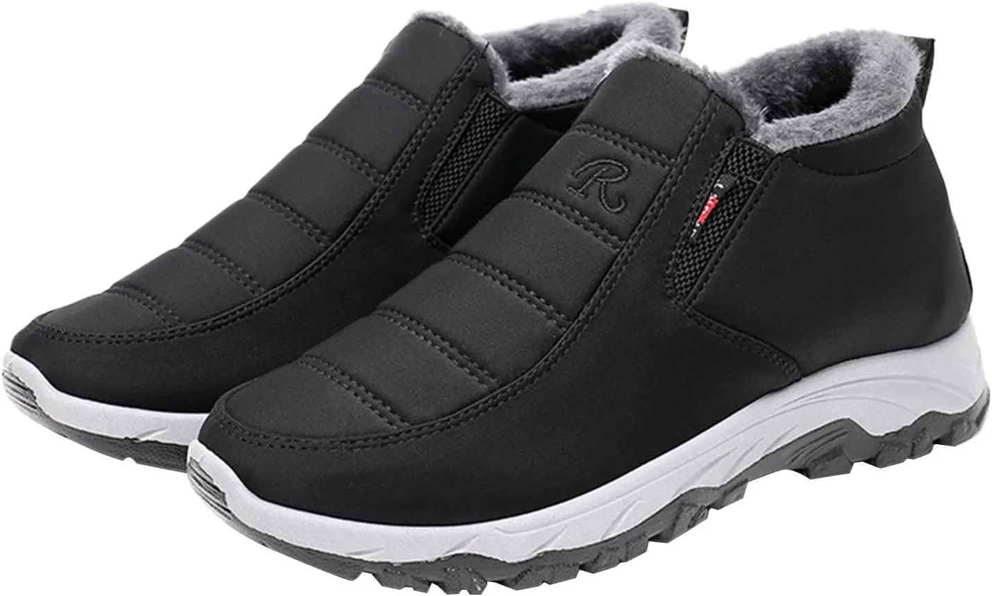 Winter Boots for Women Warm Fur Lined Couple Boots Waterproof Shoes Slip On Walking Comfortable Hiking Booties