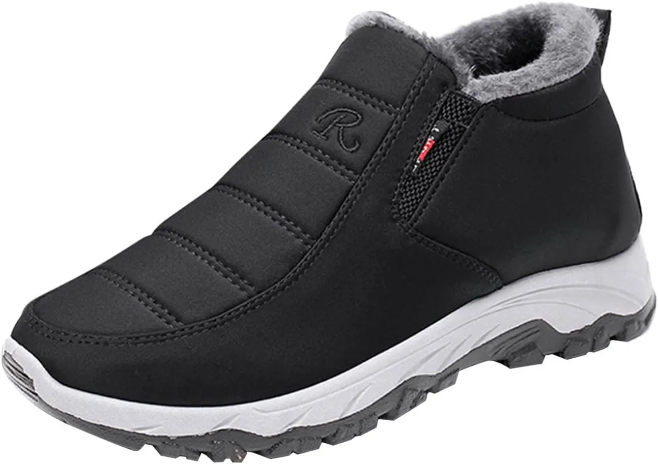 Winter Boots for Women Warm Fur Lined Couple Boots Waterproof Shoes Slip On Walking Comfortable Hiking Booties