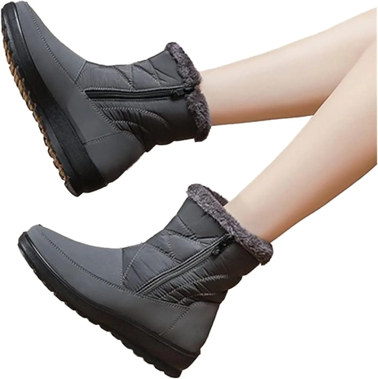 Winter Boots for Women with Fur Lined Warm Slip On Boots Waterproof Booties Comfortable Outdoor Anti Slip Shoes