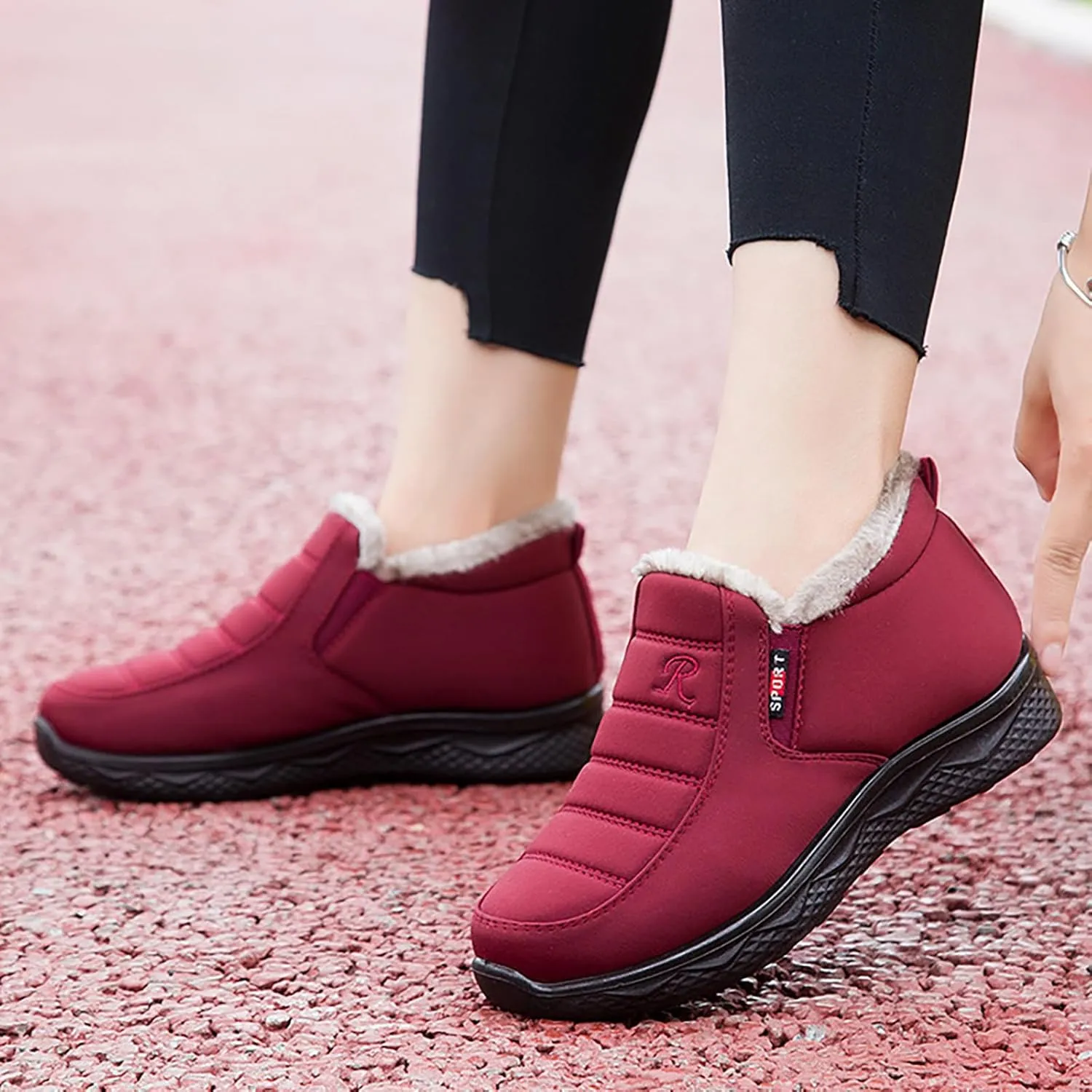 Women Snow Boots Waterproof Winter Boots Non Slip Fully Fur Booties Casual Slip on Ankle Boots Thickening Winter Shoes Walking Hiking Booties