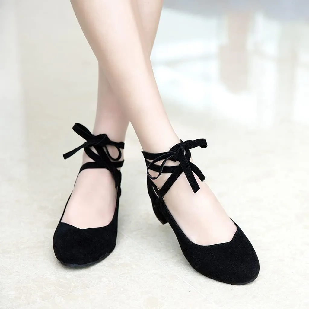 Women's Chunky Mid Block Heel Pumps Suede Square Toe Ankle Strap Comfortable Office Dress Shoes