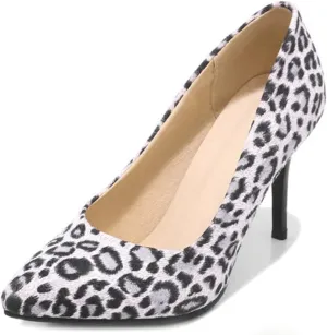 Women's Fashion Leopard Stiletto High Heel Dress Pumps Pointed Toe Slip On Party Office Pump Shoes