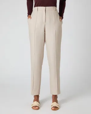 Women's Harper Crop Linen Trouser Oat Brown