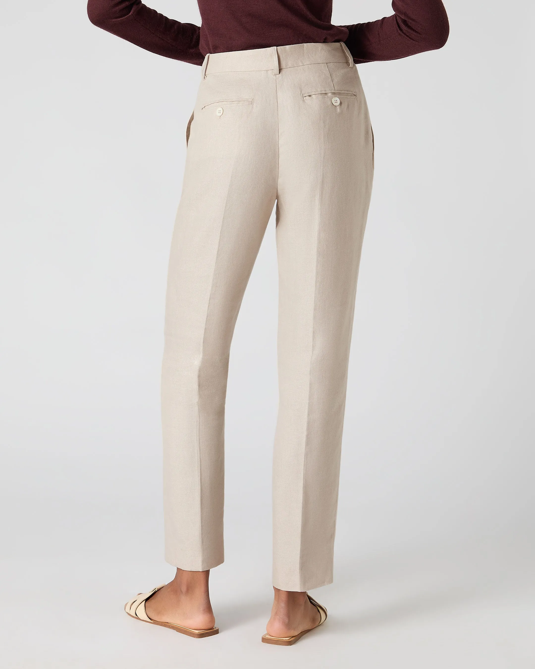 Women's Harper Crop Linen Trouser Oat Brown