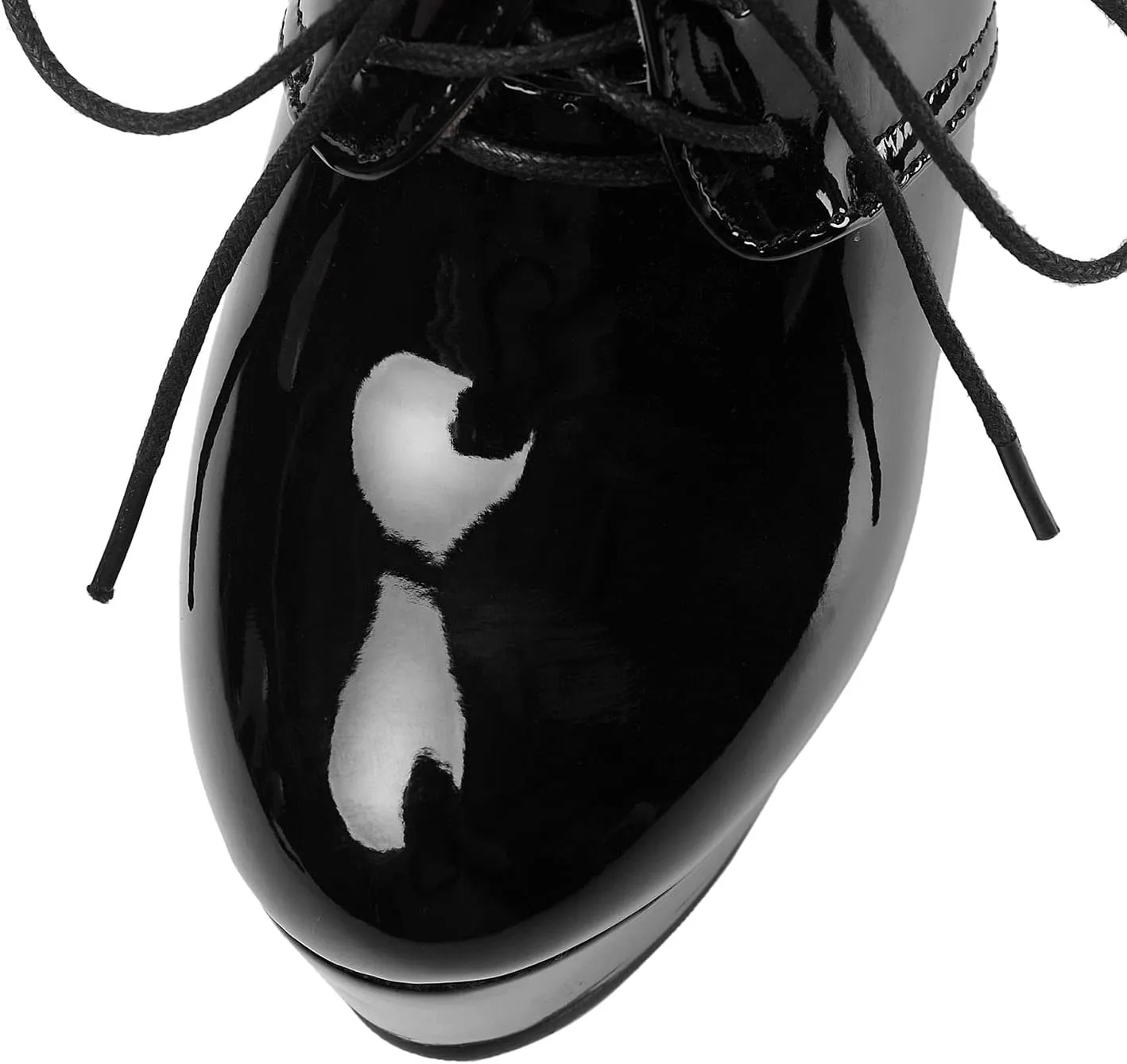 Womens Patent Leather Ankle Boots Platform Stiletto Heels Lace Up Booties Dress Wedding Fall Booties Shoes