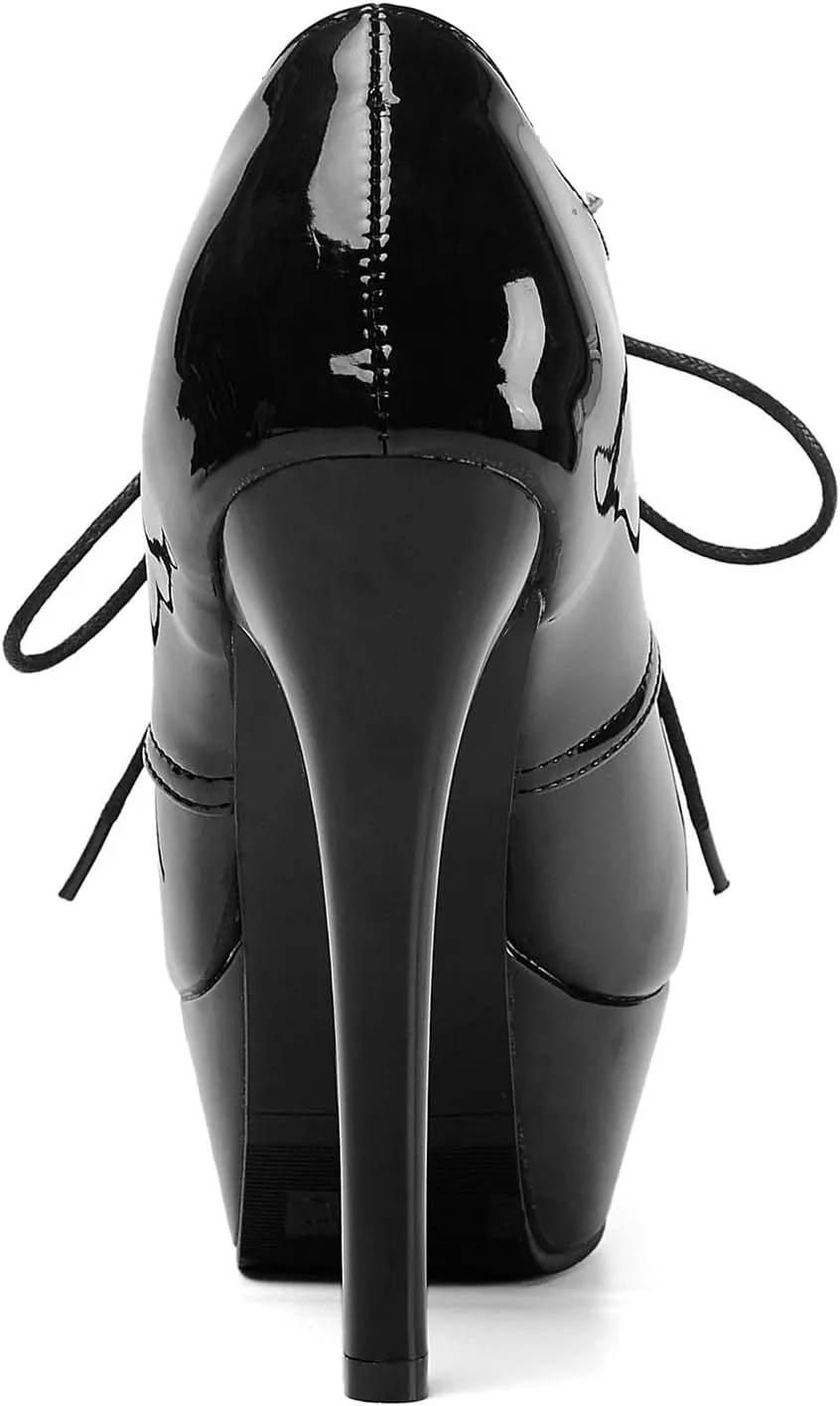 Womens Patent Leather Ankle Boots Platform Stiletto Heels Lace Up Booties Dress Wedding Fall Booties Shoes