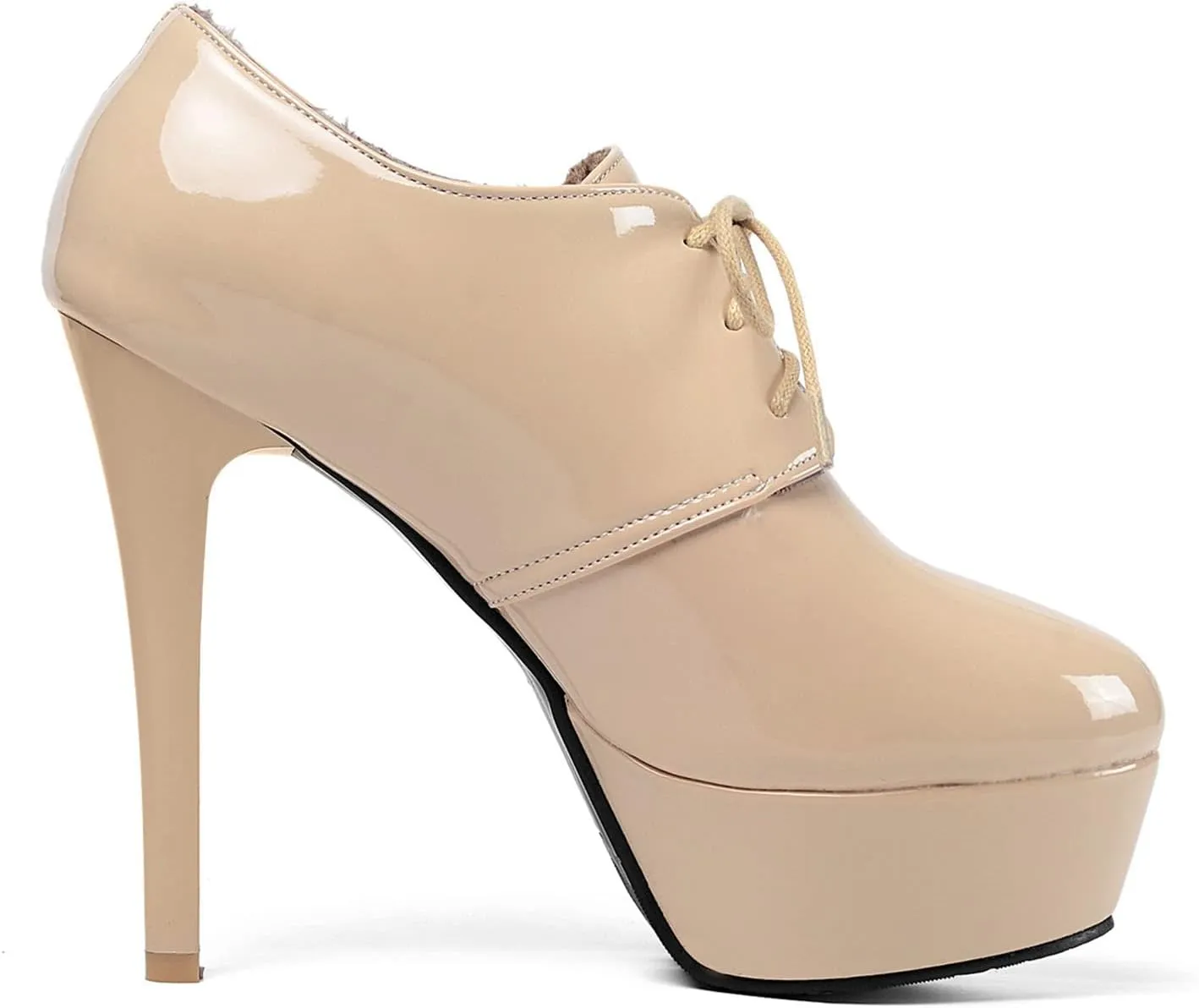 Womens Patent Leather Ankle Boots Platform Stiletto Heels Lace Up Booties Dress Wedding Fall Booties Shoes