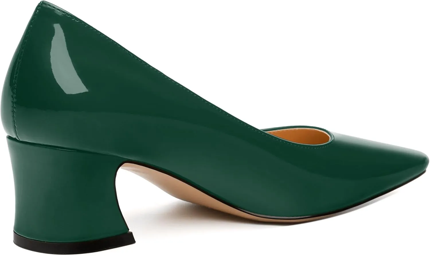 Women's Pumps, Low Chunky Heels, Pointed Toe Slip On Womens Dress Shoes for Wedding and Office, Solid Pump