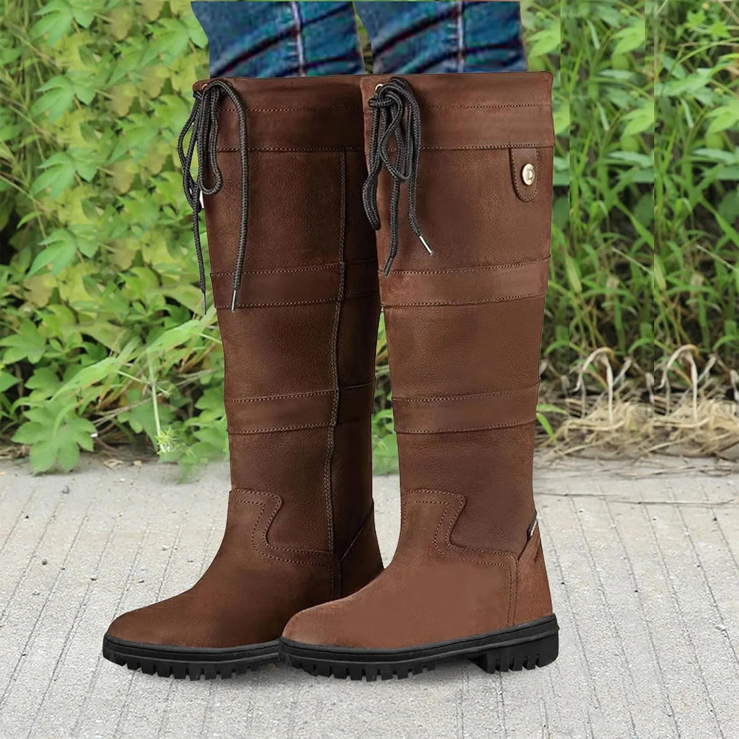 Womens Snow Boots Knee High Waterproof Winter Boots Non-slip Warm Fur Booties Casual Slip on Ankle Boots Thickening Winter Shoes Walking Hiking Booties