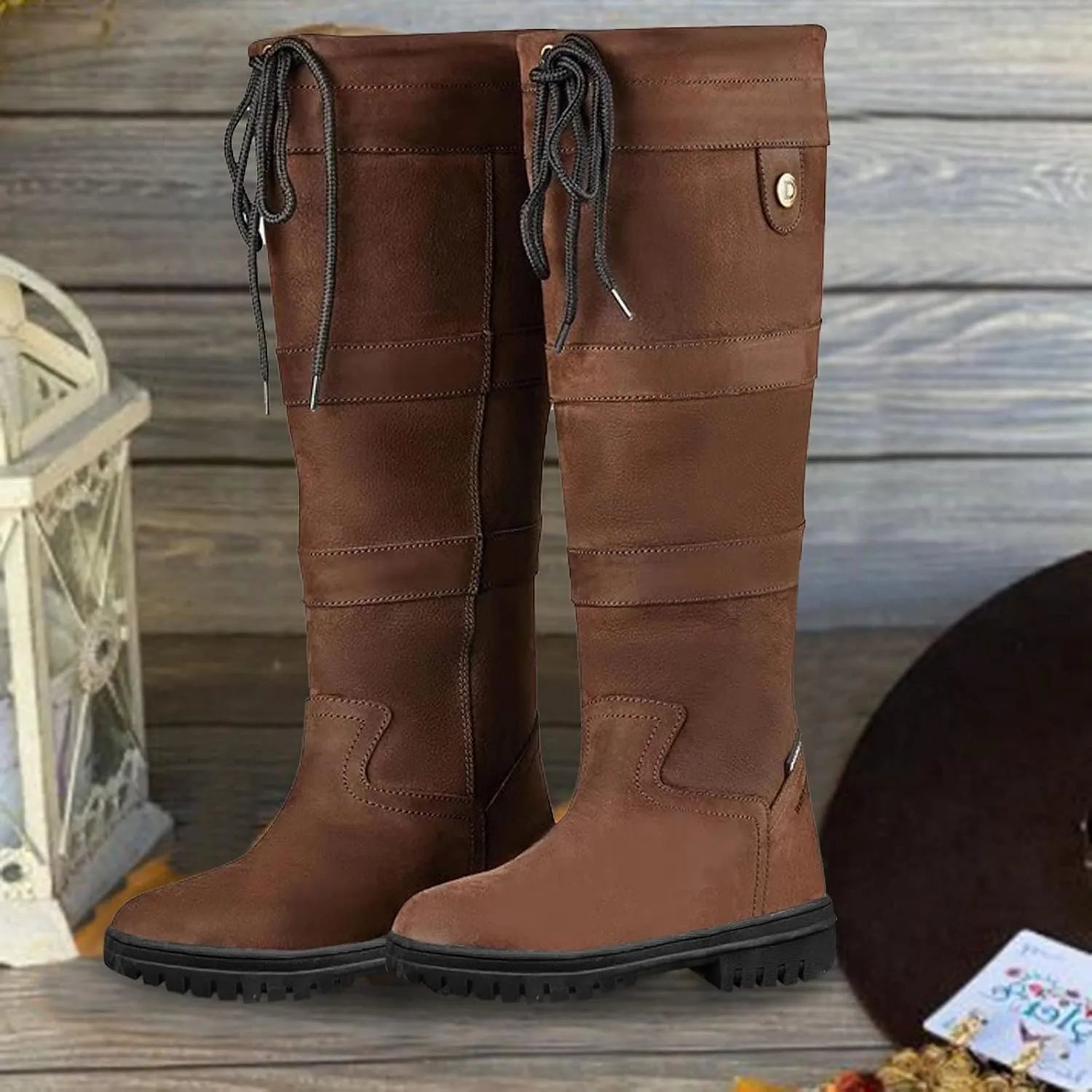 Womens Snow Boots Knee High Waterproof Winter Boots Non-slip Warm Fur Booties Casual Slip on Ankle Boots Thickening Winter Shoes Walking Hiking Booties