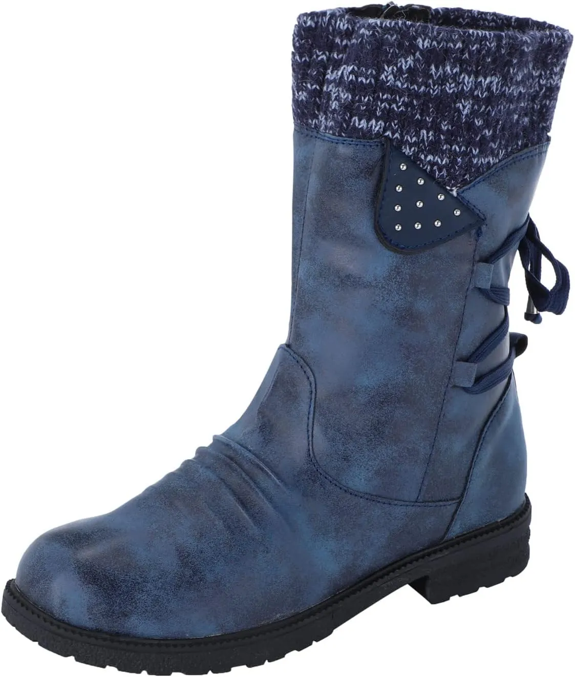 Womens Snow Boots Knit Calf Waterproof Winter Boots Non-slip Fuzzy Fur Booties Lightweight Slip on Ankle Boots Comfortable Winter Shoes Trekking Shoes