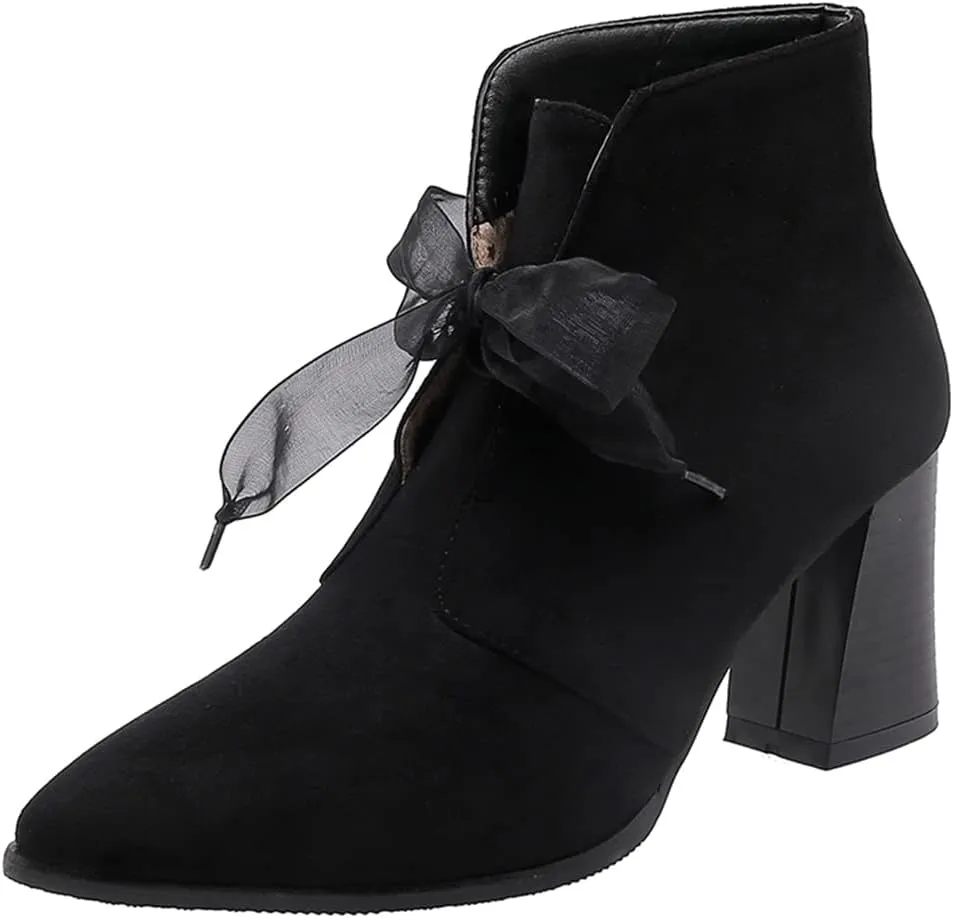 Women's Sparkle Rhinestone Dress Ankle Boots Round Toe Zipper Chunky Mid Heeled Winter Short Booties