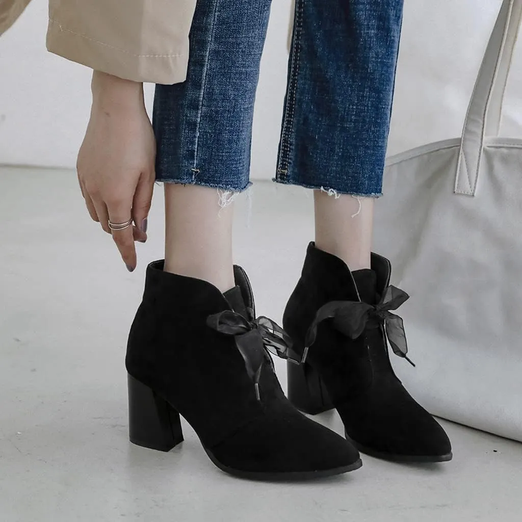 Women's Sparkle Rhinestone Dress Ankle Boots Round Toe Zipper Chunky Mid Heeled Winter Short Booties