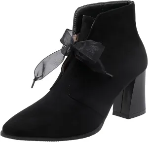 Women's Sparkle Rhinestone Dress Ankle Boots Round Toe Zipper Chunky Mid Heeled Winter Short Booties