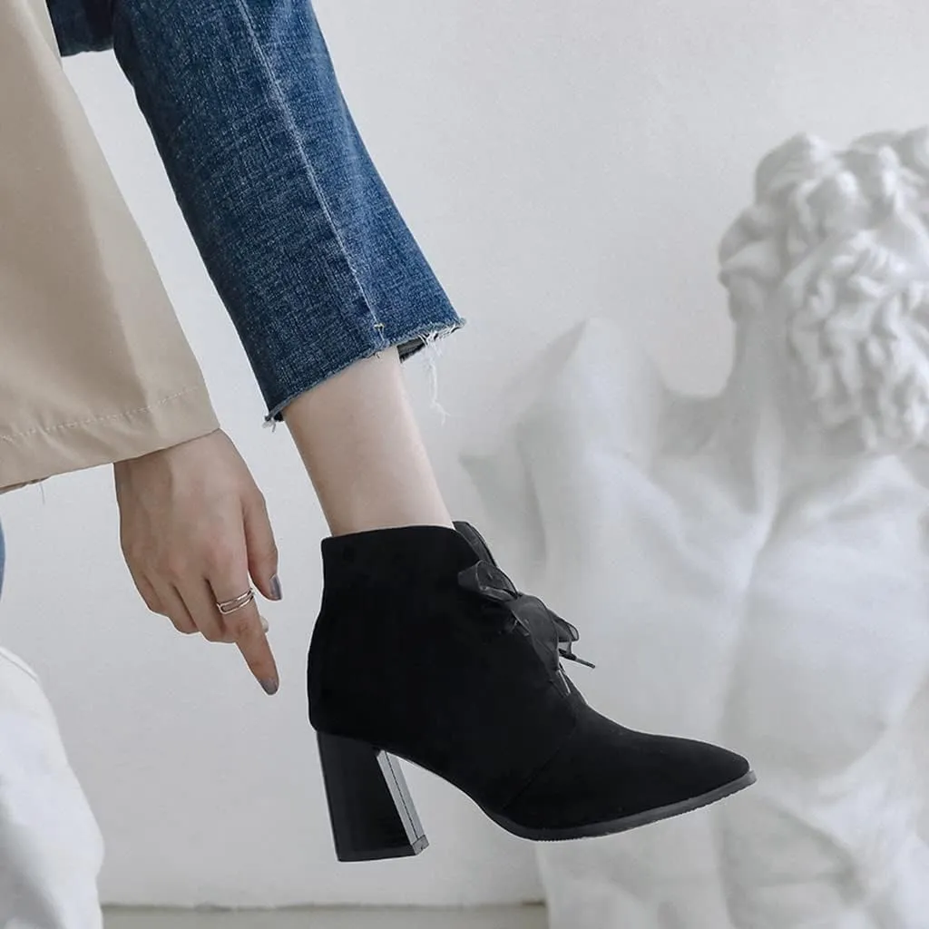 Women's Sparkle Rhinestone Dress Ankle Boots Round Toe Zipper Chunky Mid Heeled Winter Short Booties
