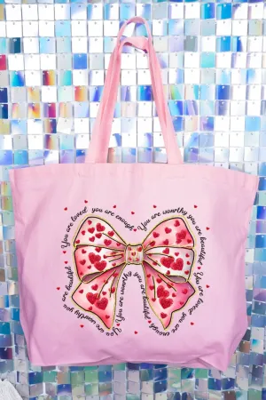 You Are Loved Coquette Canvas Jumbo Tote