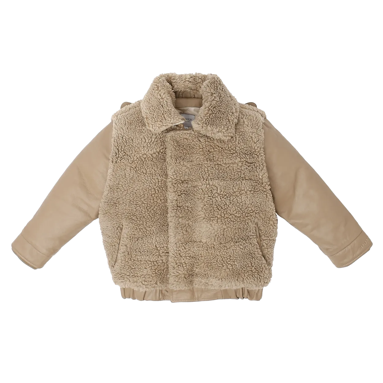 Yuki Leather Jacket | Alpaca | Beige Curly Faux Fur