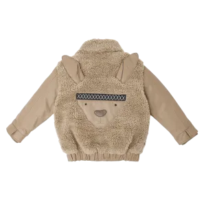 Yuki Leather Jacket | Alpaca | Beige Curly Faux Fur